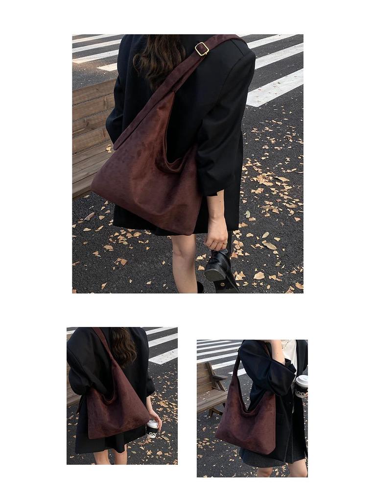 Sueded 2026 Retro Women's Tote: Large-Capacity Commuter Shoulder Bag