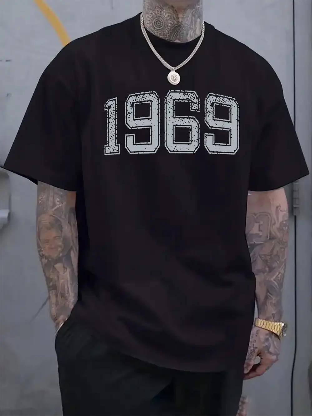 

Vintage 1969 Graphic Print Short Sleeve T-shirt - Retro Casual Regular Fit Round Neck Tee M