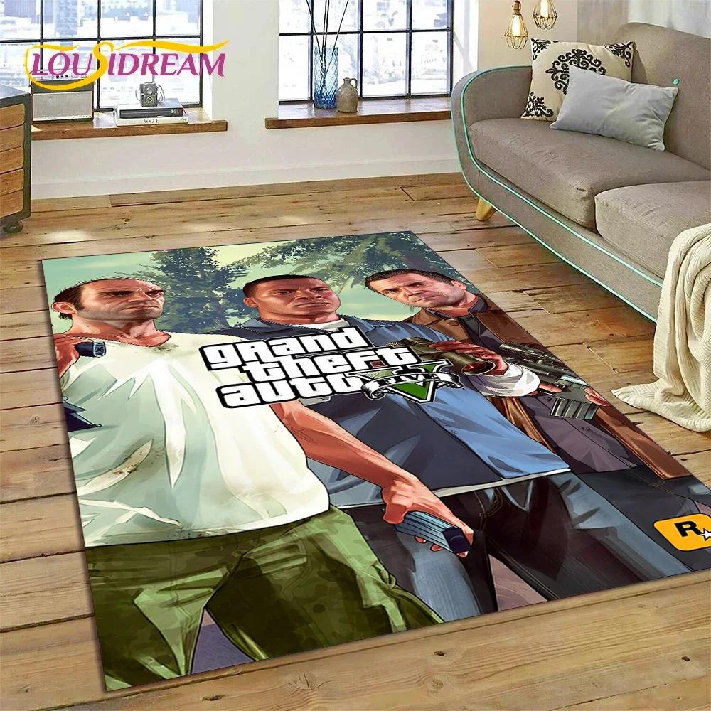 3D GTA Spiel Grand Theft Auto Gamer Teppich für Schlafzimmer Wohnzimmer Zuhause Sofa Dekoration, Kinder Spiel Große Dekor Bodenmatte