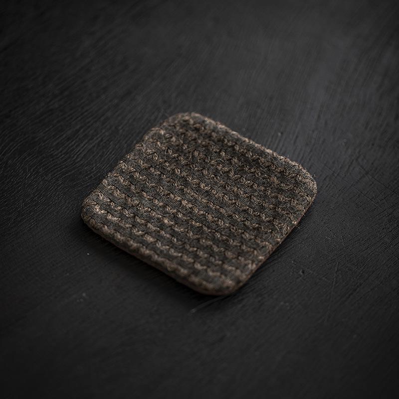 Two-Color Jacquard Tea Mat - Handmade Plant-Dyed Coaster, Retro Style Fabric Tea Coaster