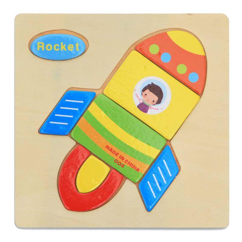 

Premium Quality Wooden Puzzle Educational Developmental Baby Kids Training Toy With Fashion Style rocket