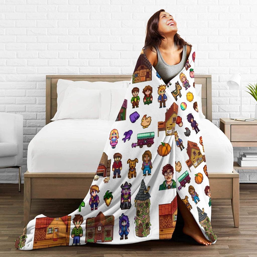 Characters In Stardew Valley Fashion Blanket Coral Fleece Plush  Winter Farming Game Breathable Warm Throw Fashion Blanket for Quilt