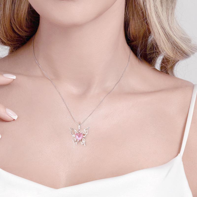 Barbie necklace [Original Design] Pink Butterfly Heart, Temperament and High-end Ins Style Love Confession Exquisite Gift Box Good Luck ZJYXL-YS-076