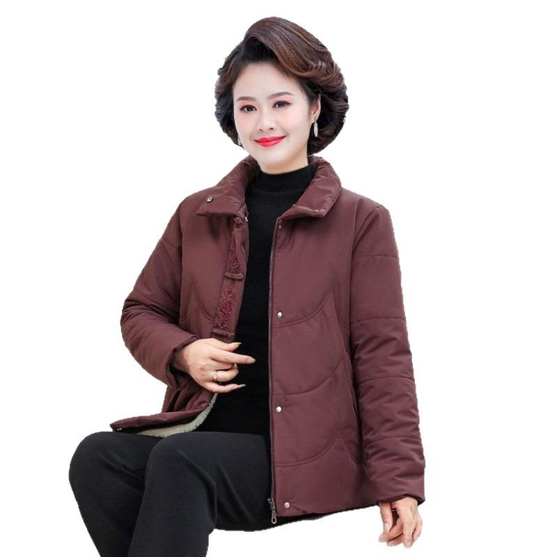 Middle Mother Winter Down Cotton-padded Jacket Short Cotton-padded Jacket New Velvet Thickened Thermal Stand-up Collar Cotton-padded Jacket