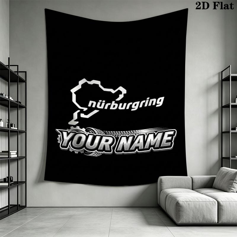 Custom Name Nürburgring Wall Tapestry Aesthetic Wall Hanging Printed Fabric Blanket Decorative Tapestries for Bedroom Living Room Home Decor