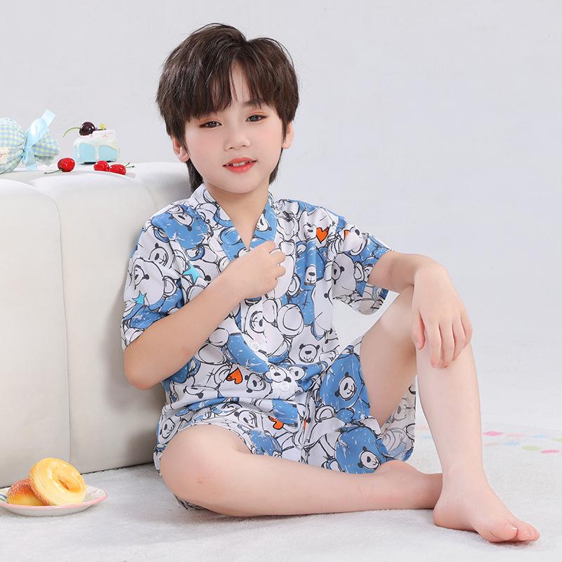 Kids' Thin Cotton Silk Summer Pajamas Set for Boys & Girls - Home Wear for Middle & Older Children