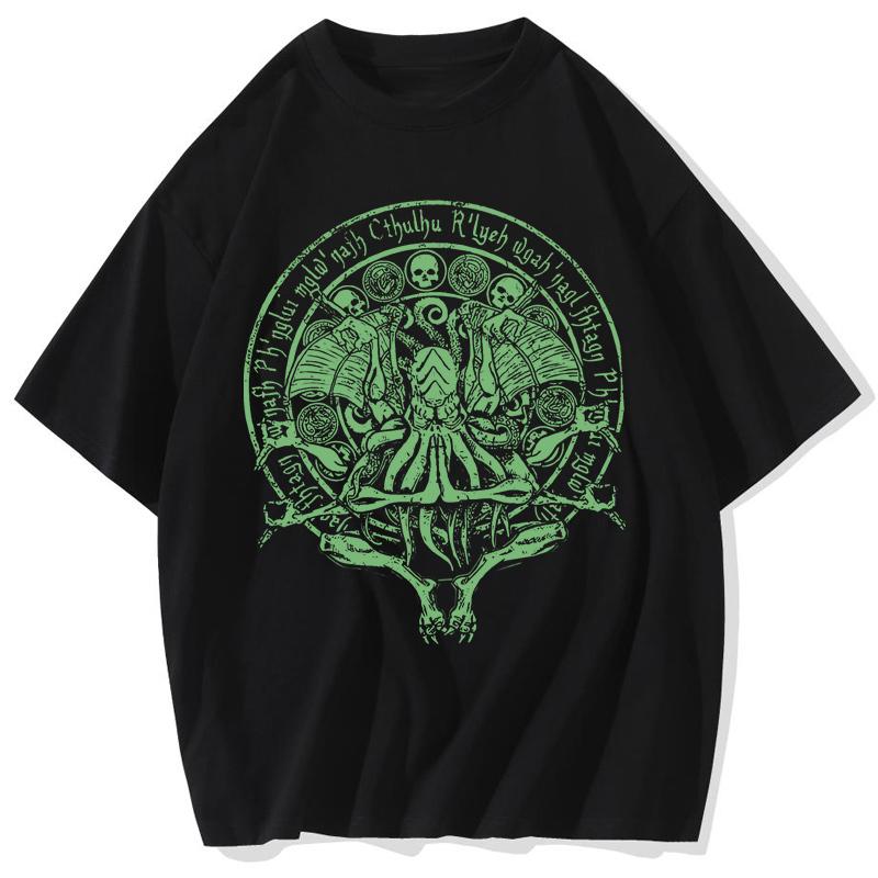 

Fashion England Large And Tall Size Green Cthulhu Tees Graphics Men TShirt Streetwear Style Tshirts Men Tshirt Men Clothing S