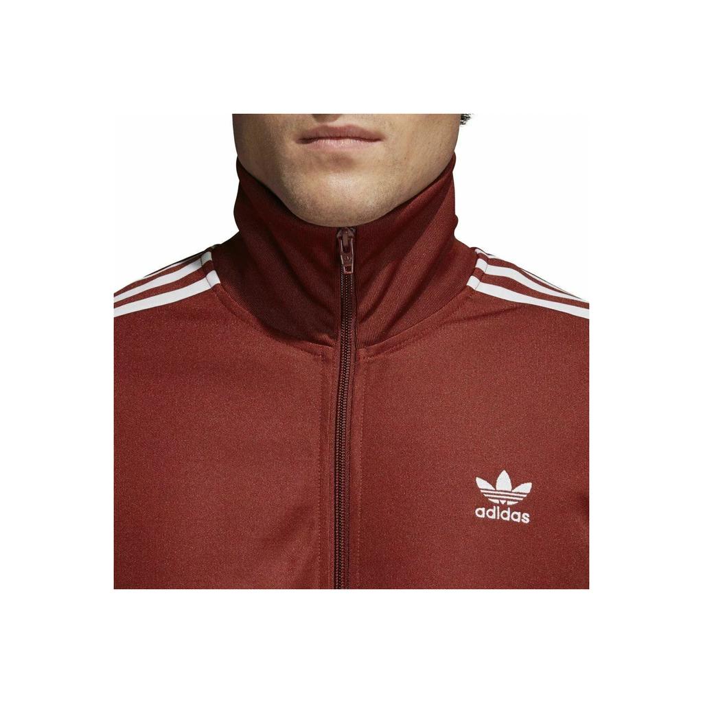 Adidas Chaqueta Retro Deportiva con Cuello Mao con Logo Originals Estampado de Letras Manga Larga Chaqueta Hombre Borgoña CW1251