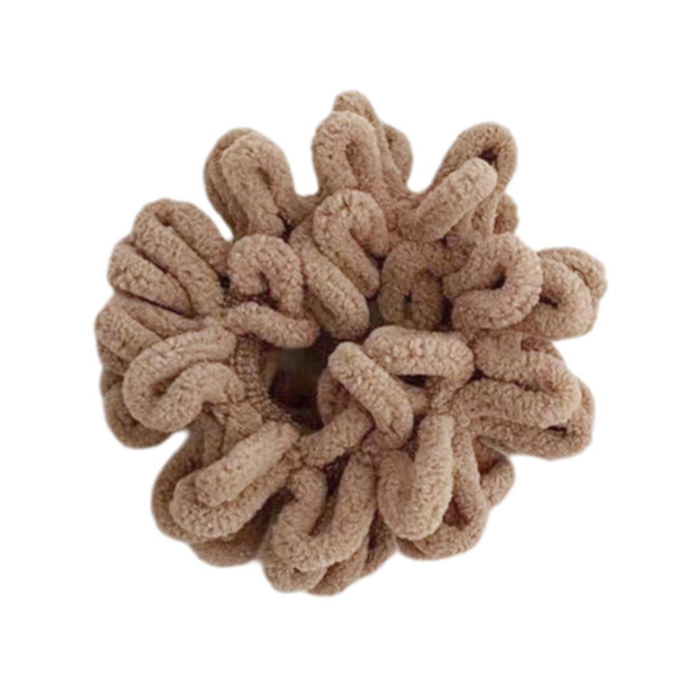 Kvinnor Eleganta Enfärgade Veck Plysch Mjuka Elastiska Hårband Hårhästsvans Elastiska Accessoarer Mode B8X6