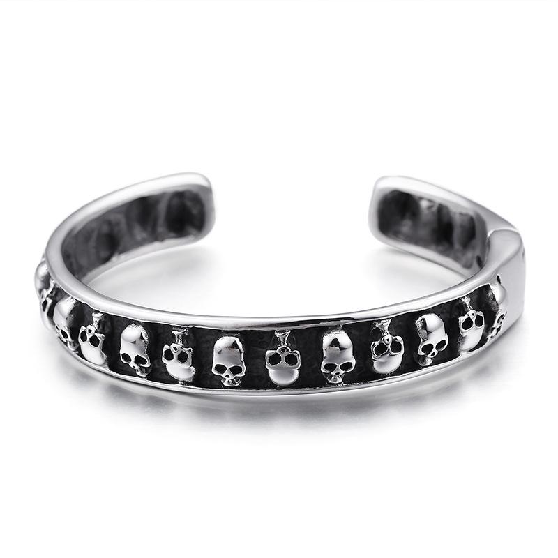 Pulsera Retro Abierta de Acero de Titanio con Calavera para Hombre Accesorios para Hombre