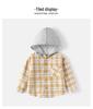 Korean-Style Boys' Hooded Plaid Shirt, Long-Sleeved Children's Clothing, 2026 New Arrival