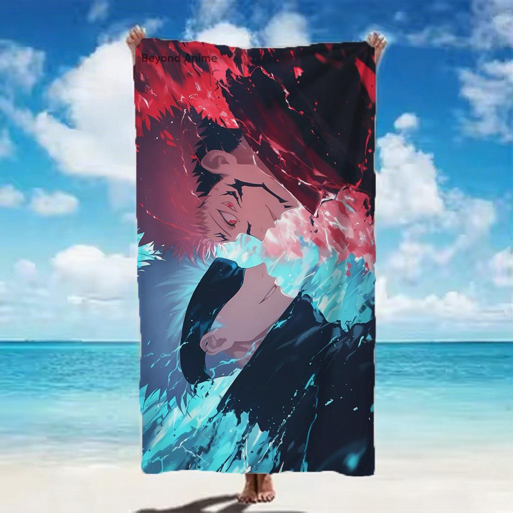 Jujutsu Kaisen Main Characters Split Anime Beach Towel Quick Dry Water Absorbent Bath Towel For Men Women Children Anime Fans