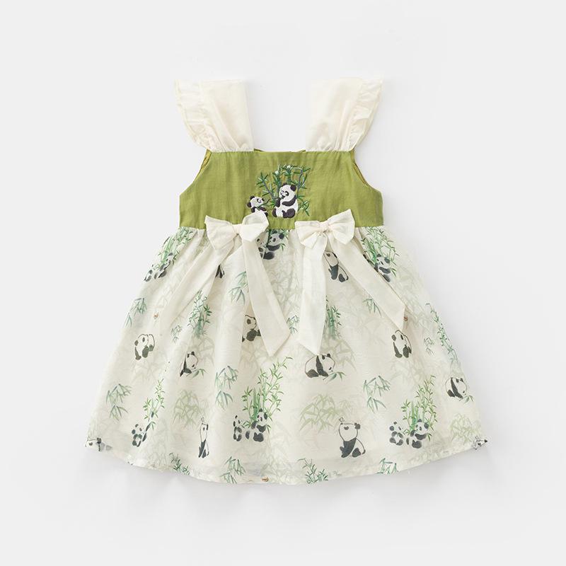 

Летнее платье-сарафан для маленьких девочек в китайском стиле с пышными рукавами и застежками-лягушками - Дизайн принцессы для годовалой девочки Size 110 белый