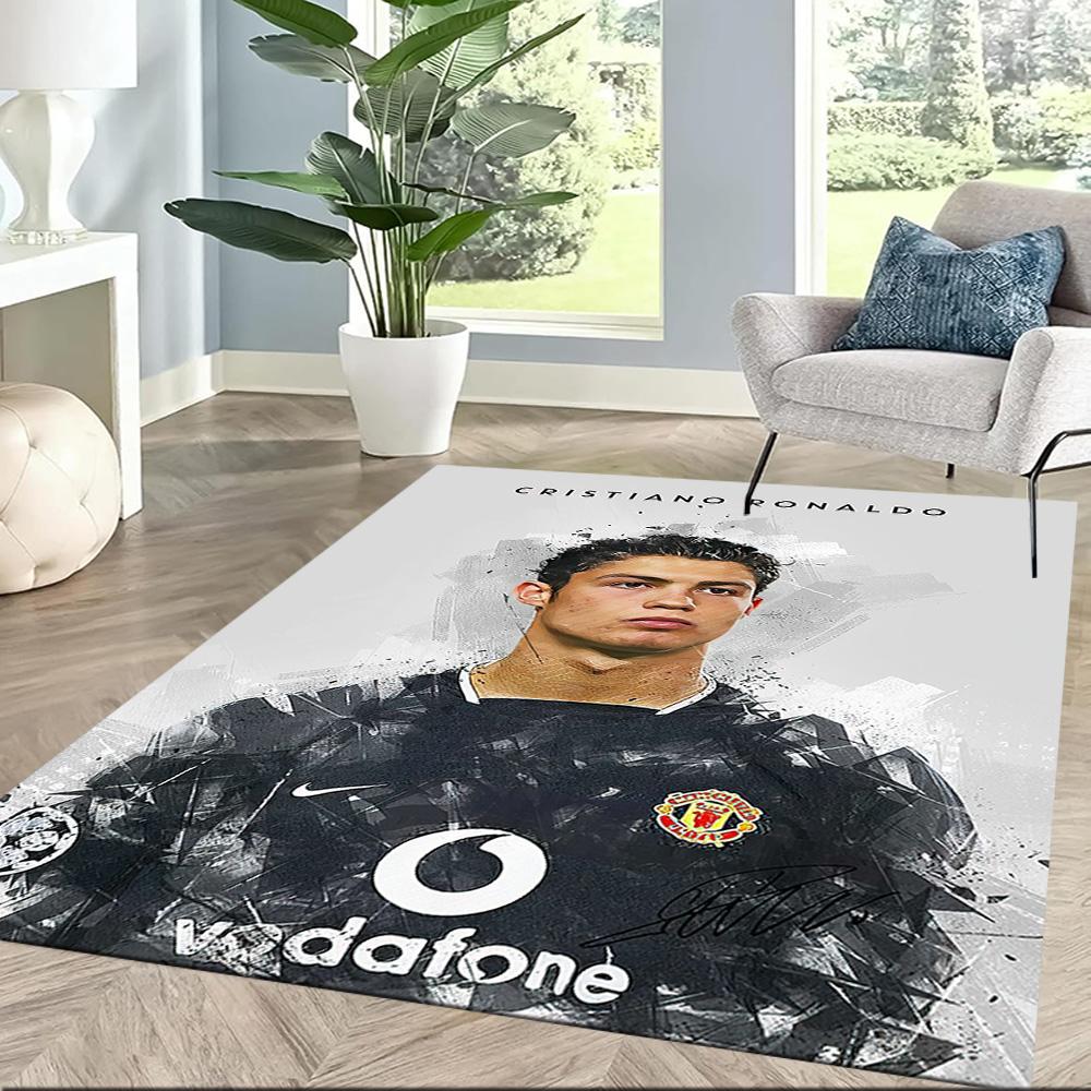 Ronaldo's Vodafone Legacy Square Rugs Are a Great Choice for Living Rooms, Bedrooms, Home Décor, and As Gifts.