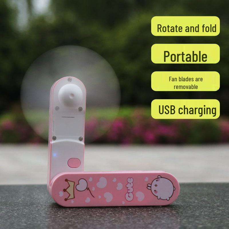 Portable USB Rechargeable Foldable Mini Fan - Compact High-Power Outdoor Pocket Fan 13x8x4.3 cm