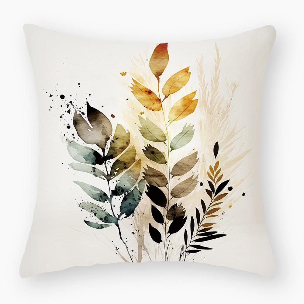 Pillowcase Classic Retro Green Plant Sofa Decoration Pillowcase Nordic Home Waist Cushion Pillowcase