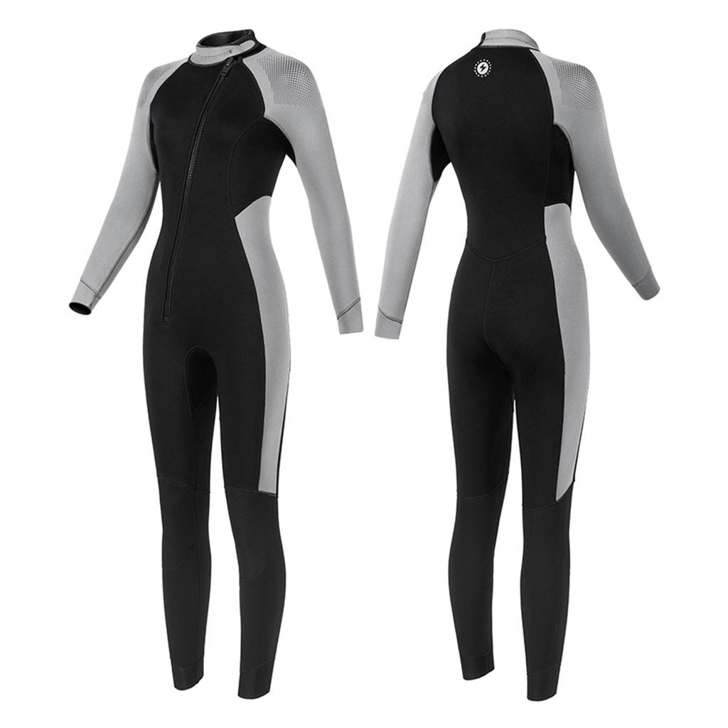 3MM Womens Wetsuit Full Body Surfing Swimwear Thickened Warmth Cold Proof Snorkeling Winter Swimming Wet Suit Black