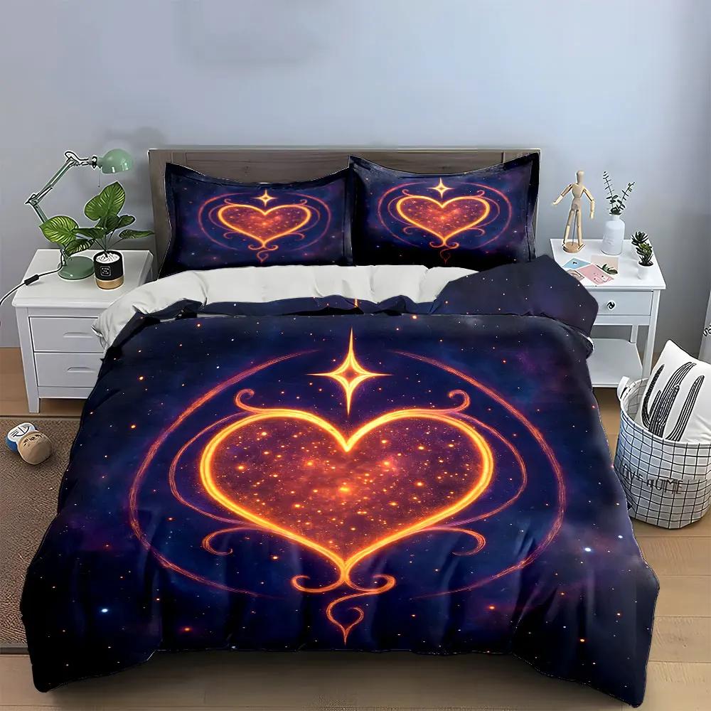 "Romantic Galaxy Heart Set" Soft Comfortable Duvet Cover Bedding Set Included 1*Duvet Cover & 2*Pillowcases gift