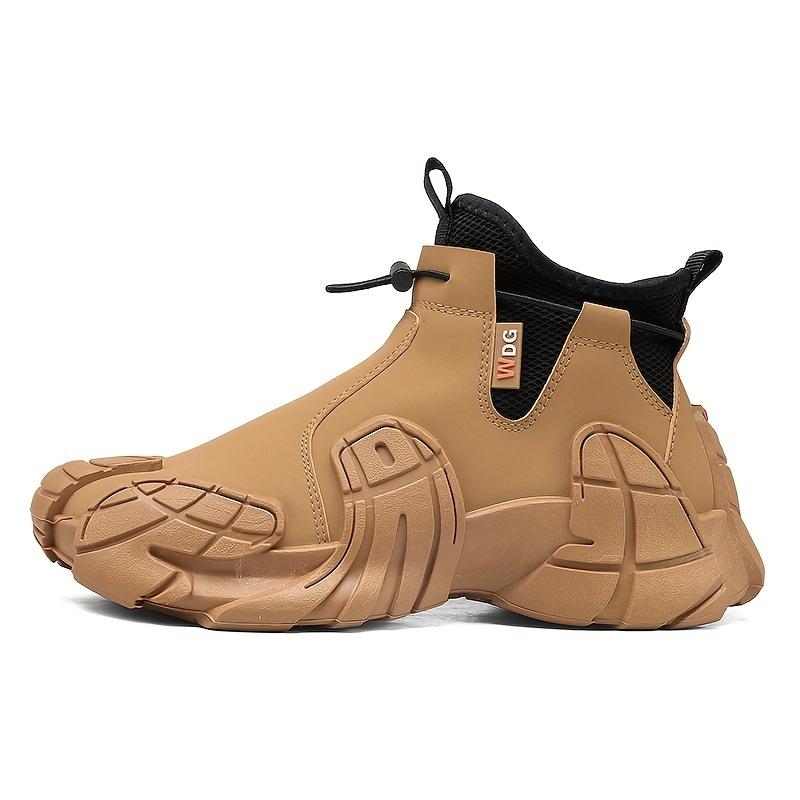 

Men Spring Autumn Outdoor Sports Waterproof Sneakers Fashionable New Versatile High Top Shoes Anti Slip Side Zipper Work 40