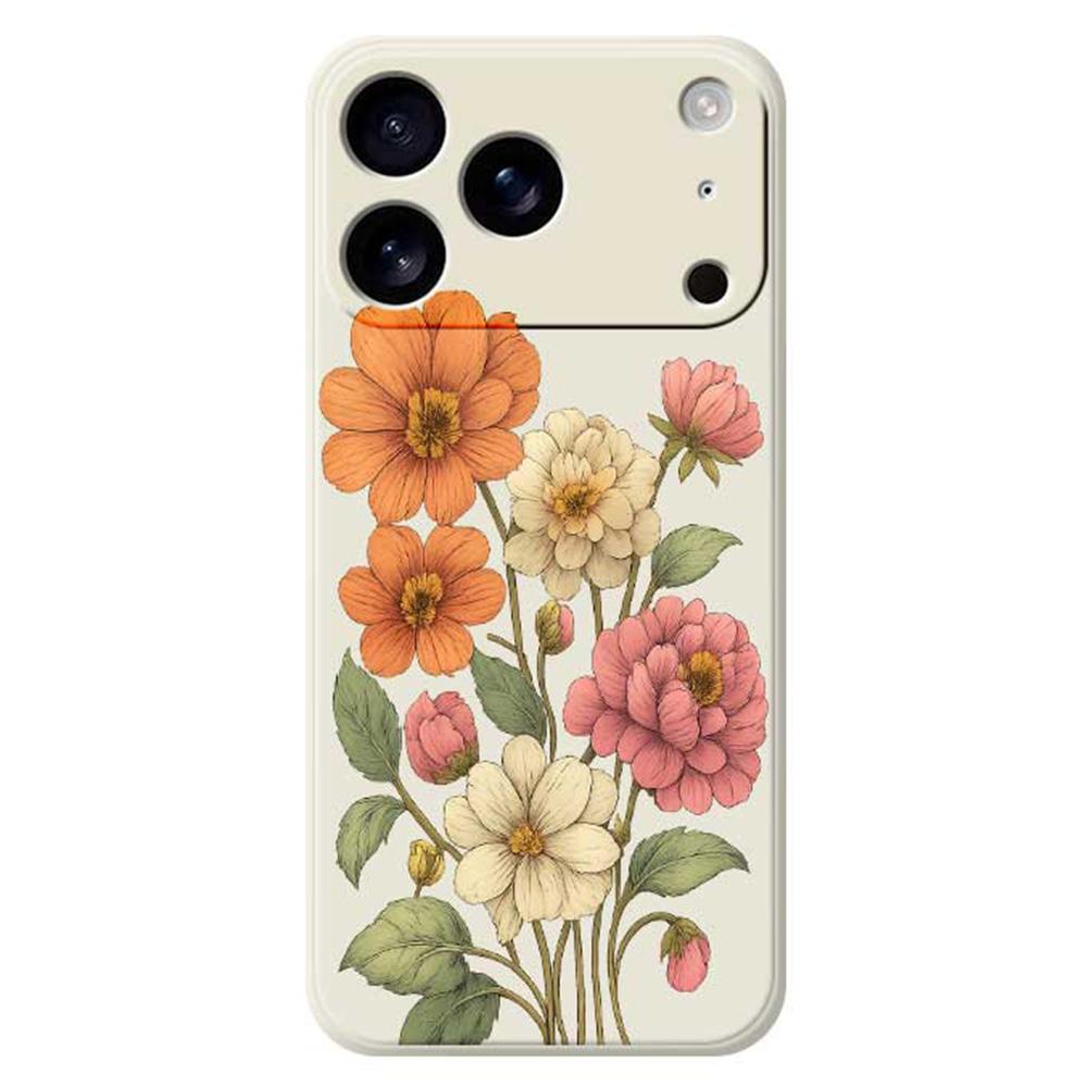 For iPhone 17 Pro Case Beautiful Flowers Pattern Printing Straight Edge TPU Phone Back Cover