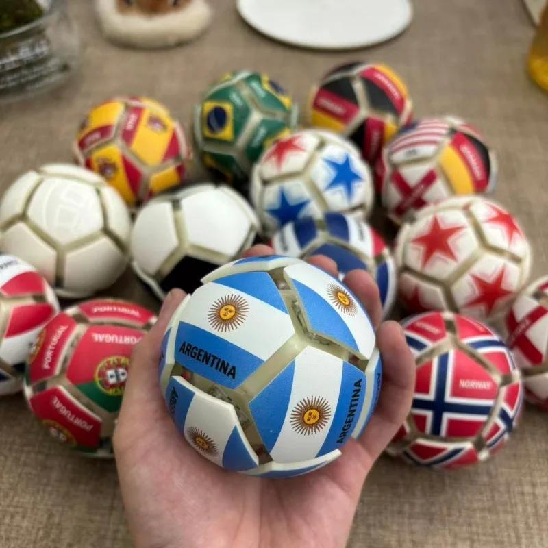 Soccer Ball Keychain Fidget Toy Portable Stress Relief Pendant Multi Team Souvenir Gift Box Decompression Toy For Football Fans