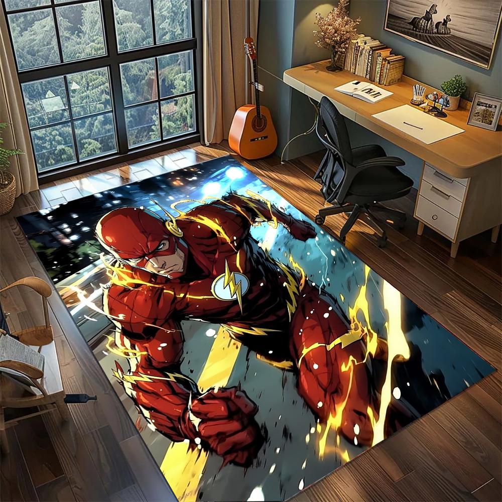 The Flash Lightning Bolt Logo Superhero Cool Rug Carpet Large Area Rug Non Slip Washable Floor Mat Gamer Room Bedroom Home Decor