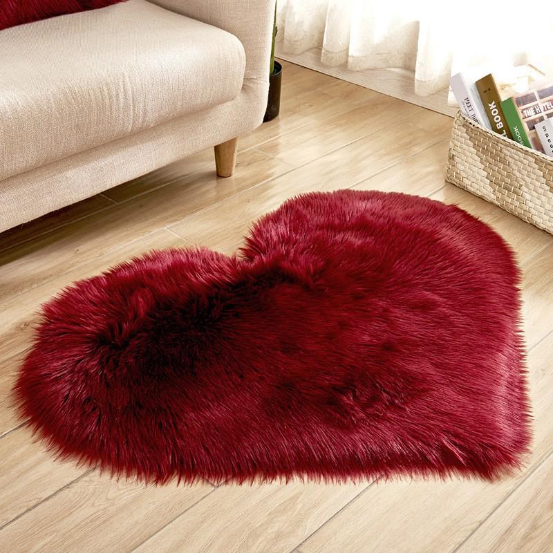 Tappeto a Forma di Cuore in Lana Sintetica - Lavabile in Lavatrice, Spesso e Carino per Soggiorno o Camera da Letto