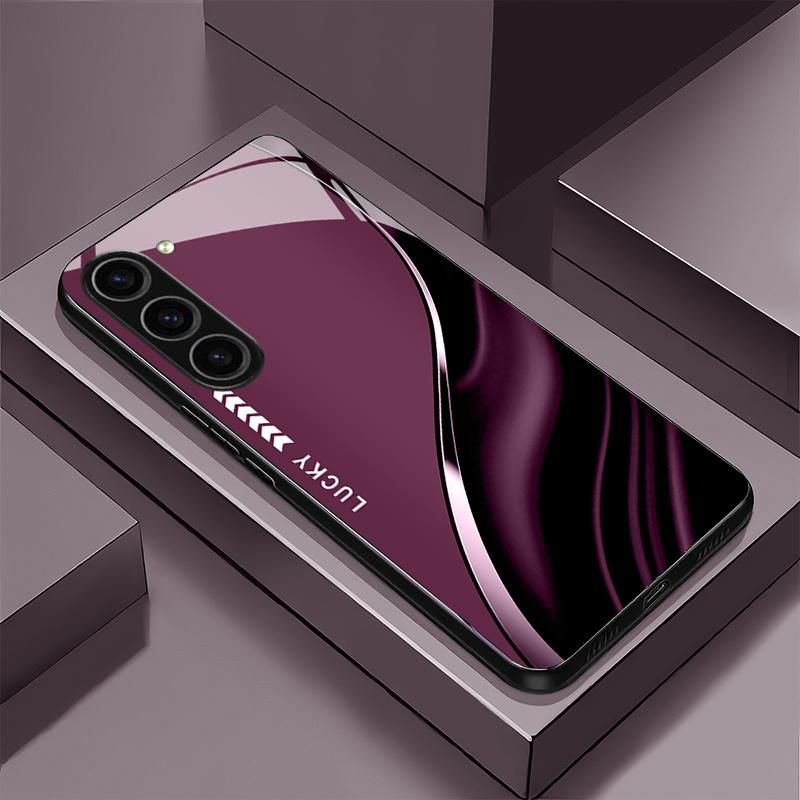 

Счастливый чехол для телефона из стекла с узором «рябь» Подходит для Samsung Galaxy S26 S25 S24 S23 S22 S20 FE/Ultra/Plus Противоударная задняя крышка Galaxy S26