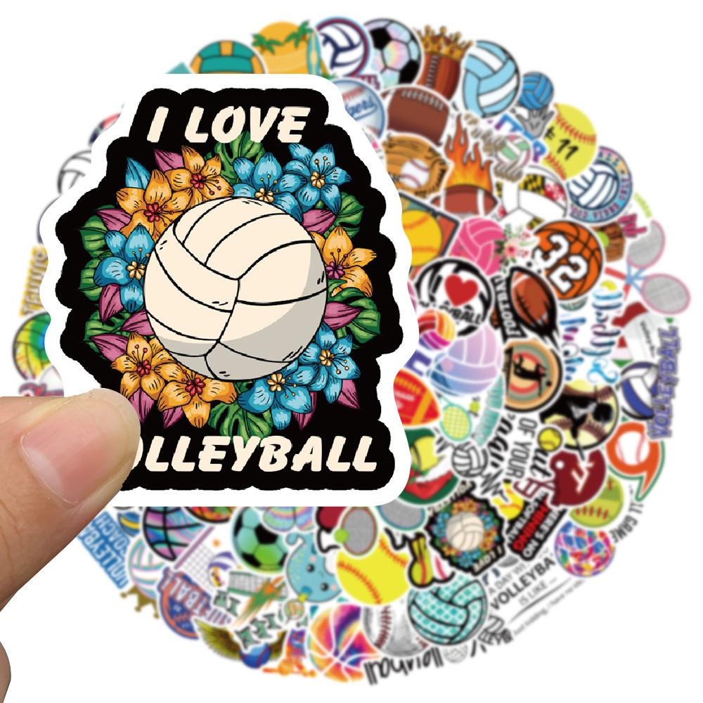 10 30 50 100PCS Ball Games Stickers Outdoor Sports Volleyball Football Baseball For Decoration Cartoon Graffiti Decal Sticker F5