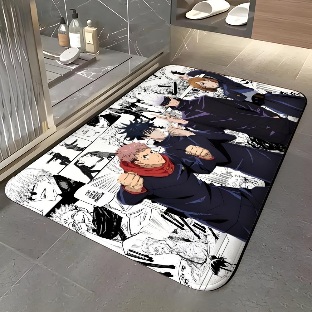 Anime J-Jujutsu Kaisen Floor Mat Soft Flannel Entrance Door Mat Non Slip Absorbent Bathroom Bedroom Floor Rug