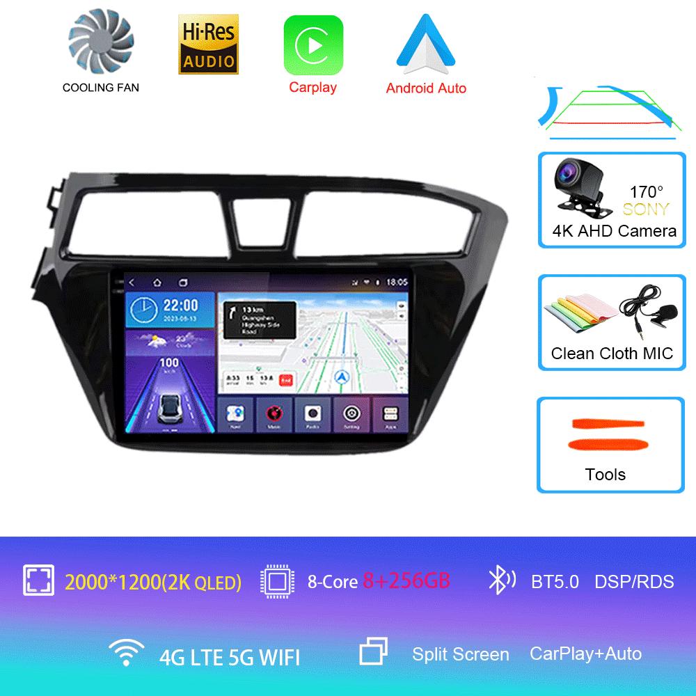 Car Radio Android 14 Carplay Auto 2K Screen Multimedia Video Player For Hyundai I20 2 II GB 2014 - 2018 2 Din Autoradio Stereo