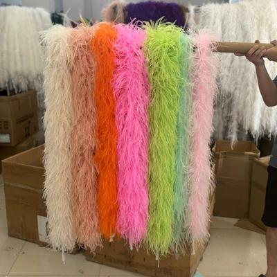 2Meter Natural Ostrich Feathers Boa Shawl 2-8ply Fluffy Plumes Trim Scarf for Wedding Carnival Clothing Sewing Feather Accessory