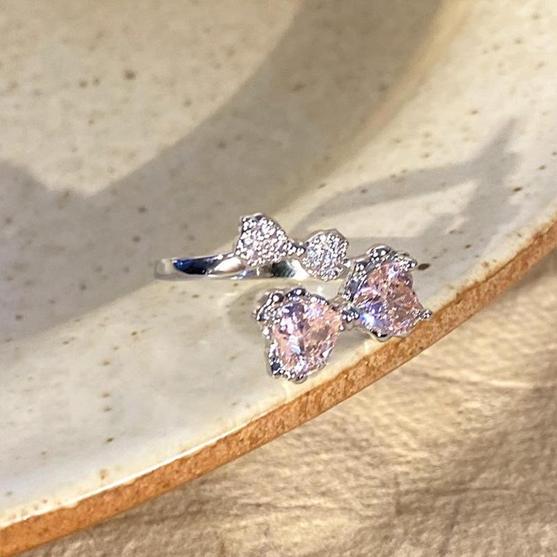 Pink Diamond Bow Ring for Women, Understated Luxury, Unique Design, Fashionable Ring