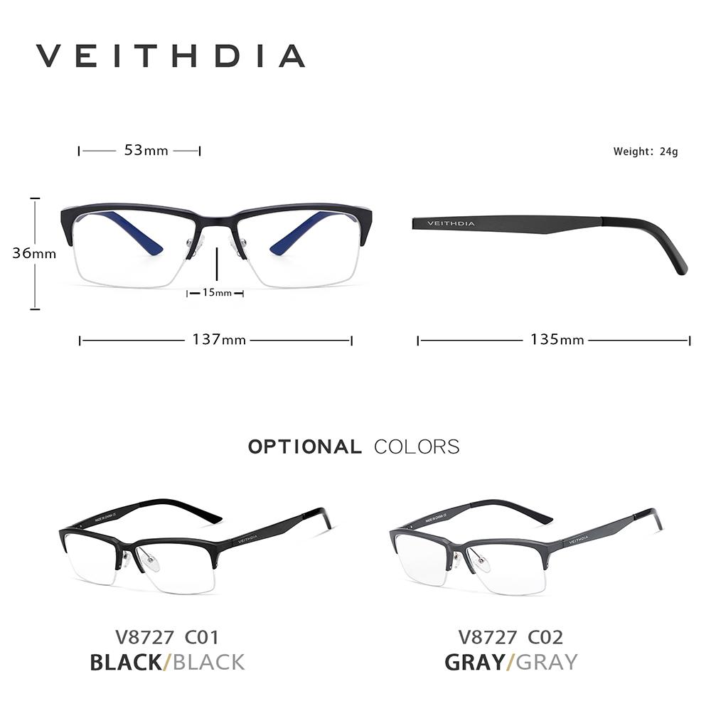 VEITHDIA Anti Blue Light Glasses Optical Aluminum Magnesium Frame TR90 Arm Eyeglasses Men Myopia Computer Eyewear For Male V8727