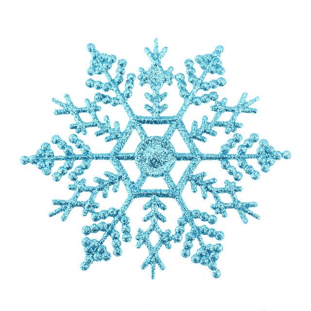 6/12pcs Christmas Snowflakes Decorations Silver Glitter Artificial Plastic Fake Snowflake Xmas Tree Ornaments Pendant Navidad