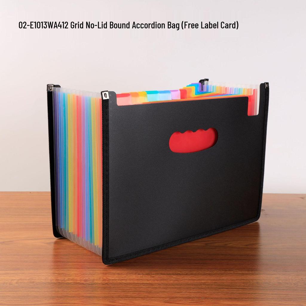 Student A4 Rainbow Test Paper Accordion Folder with Round Cover, 12/24 Grids Portable