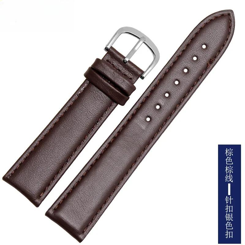 Smooth Genuine Calfskin Leather Watchband 18mm 19mm 20mm 21mm 22mm 23 Soft Straps Automatic Butterfly Buckle Business Watch Band
