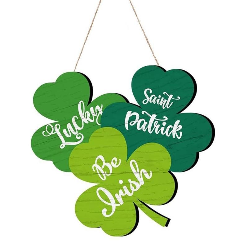 Shamrock Decoration For Patrick's Day Parties With Wooden Frame And Green Leaf Festival Spring Accessory