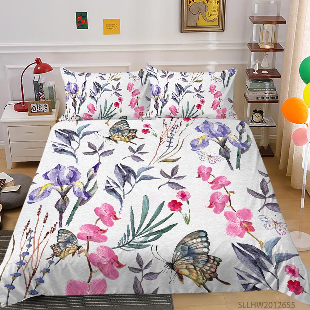 3D-Farbmuster-Grafikdruck-Bettwäsche, Einzelbett, Doppelbett, volle Größe, Vintage-Muster, Kissenbezug und Bettbezug, 2 oder 3 bequeme Heimdekoration