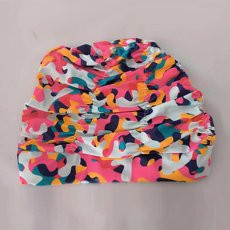 Sommer Damen Badekappe mit Druck Weiblich Nicht Würgend Kopf Hochelastisch Bequem Badekappe Erwachsener Sportkappe
