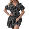 2025 European & American Plus Size V-neck Ruffle Wrap Dress for Women