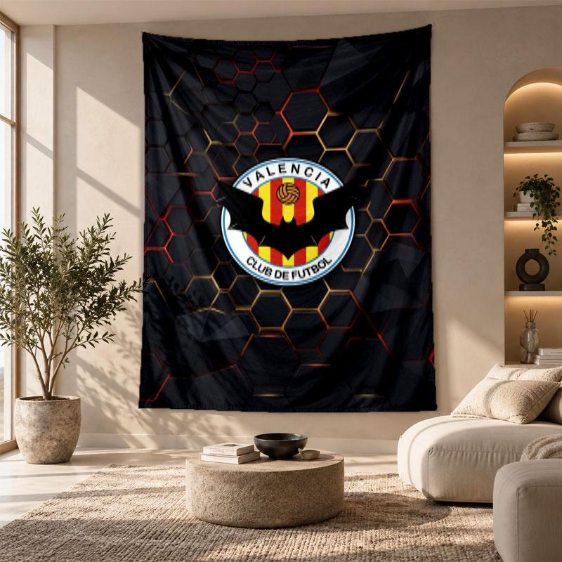 Decorative Tapestry,Valencia FC Printed Wall Art, Lightweight Wall Hanging For Bedroom Background