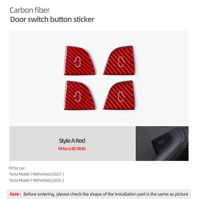 For Tesla Model Y 2019-2026 Juniper Model 3 Highland 2026 Carbon Fiber Car Interior Door Switch Button Trim Stickers Accessories