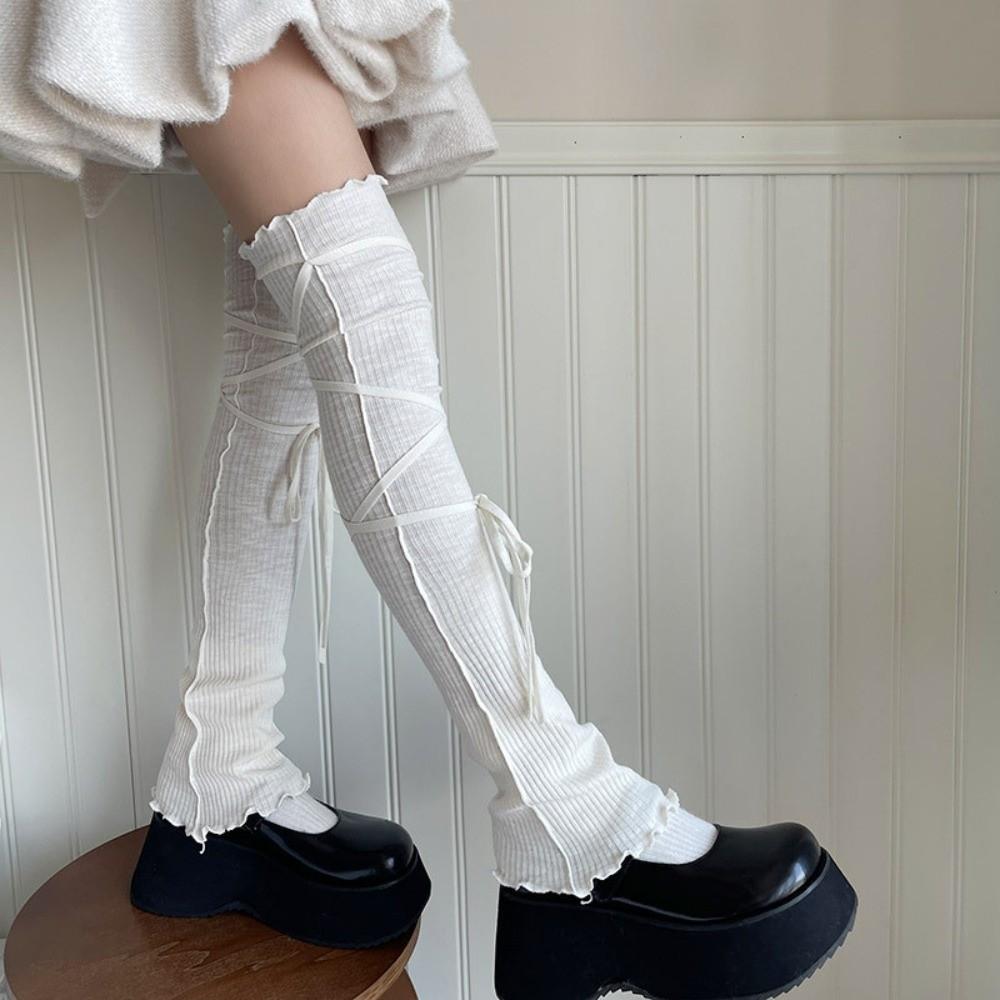 Knee High Balletcore Leg Warmers Strappy Boots Cover Fashion Loose Socks Foot Cover  Women