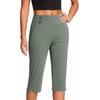 Pantalones de Moda para Mujer de Color Sólido con Bolsillos con Botones y Bajos Divididos Cintura Alta Deportes Yoga Casual Pantalones Recortados