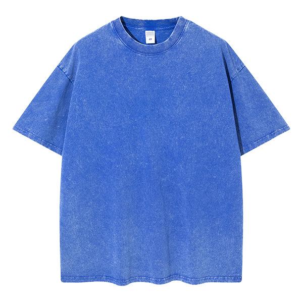 Sommer Herren Washed T-Shirts 230G Schwere Baumwolle Vintage Verwaschene Farbe Übergroß Unisex Basic T-Shirt Kurzarm Locker Workout Tops