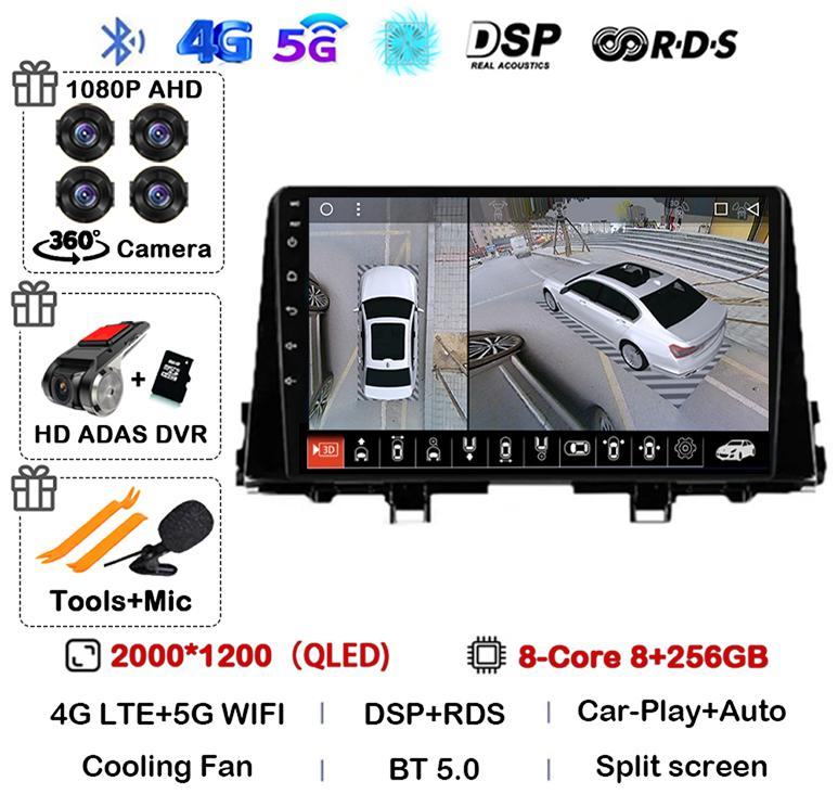 Android 14 Carplay WIFI+4G For KIA PICANTO Morning K 2016 2017 2018 2019 Car Stereo Radio Autoradio Multimedia Player Monitor BT