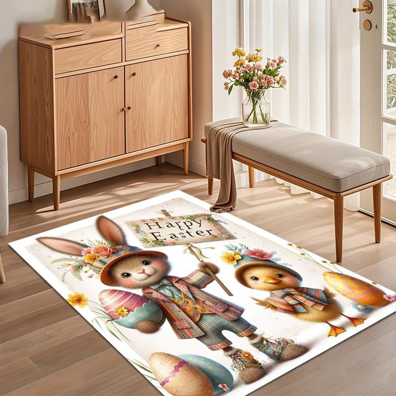 

Popular Easter Bunny Chick Rugs Festive Mats Non Slip Soft Carpets Must Haves for Living Rooms & Holiday Lovers Home Decoration 40X60cm