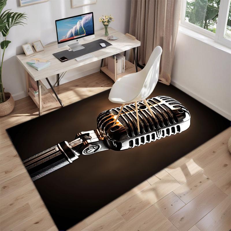 1Pc Musical Elements Printed Circular Carpet, Home Door Mat, Outdoor Travel Protection Carpet A9