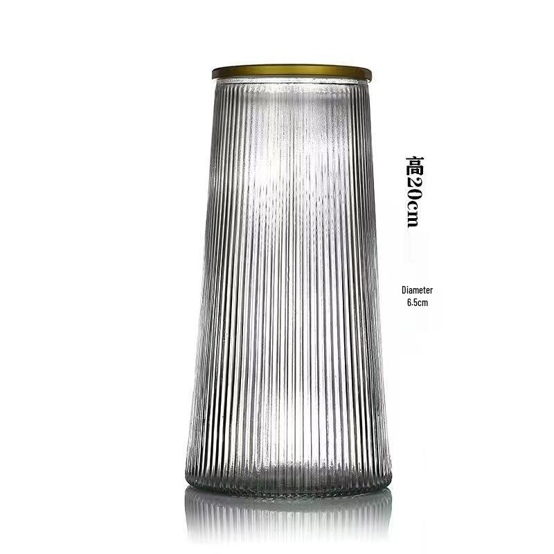 Nordic Cone-Shaped Transparent Glass Vase for Lucky Bamboo and Flowers
